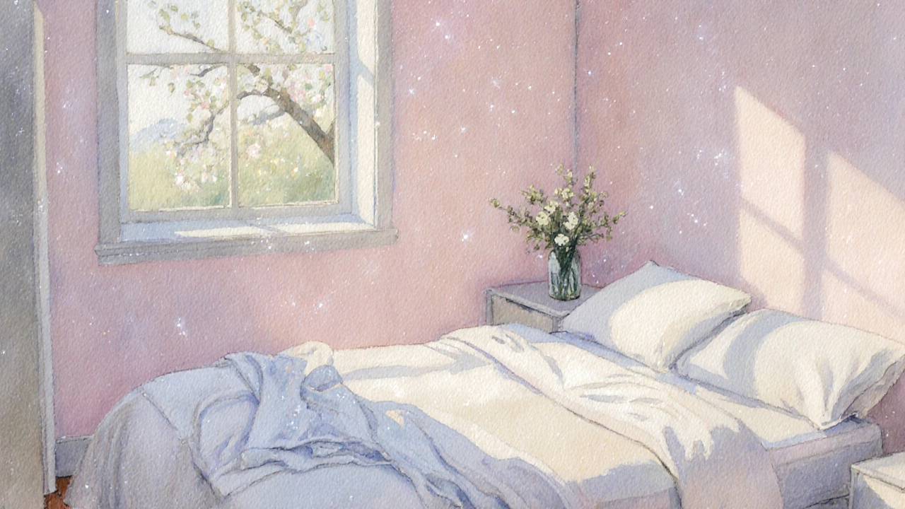 Serene bedroom after a thorough refresh, bathed in soft light with fresh linens and flowers.