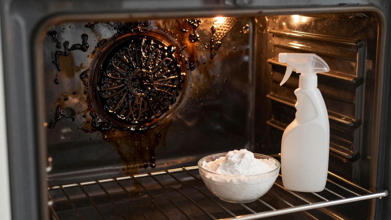 How to Get Black Baked Grease Off the Oven
