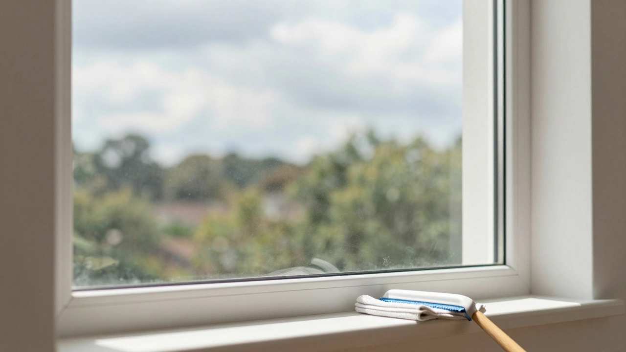 Crystal clear window reflecting nature, showing perfect streak-free results