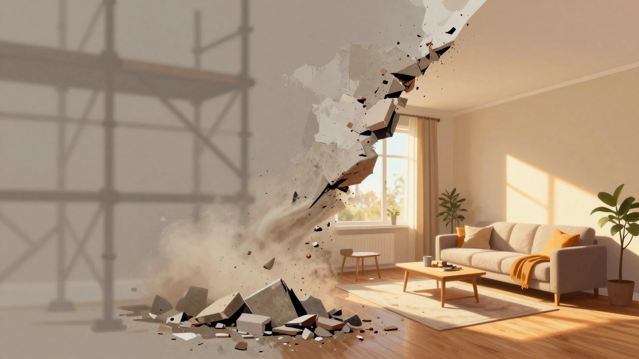 Illustration showing transition from dusty construction to clean home