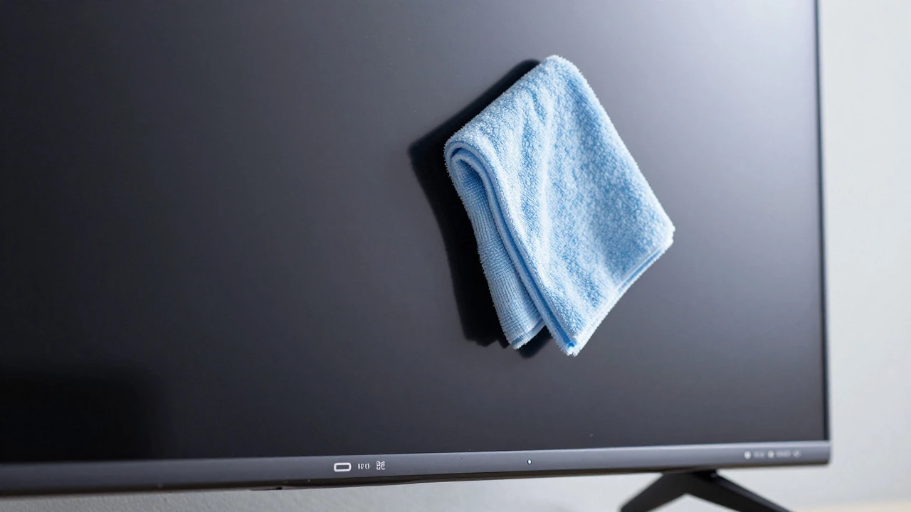 TV screen with peeling anti-reflective coating after vinegar use