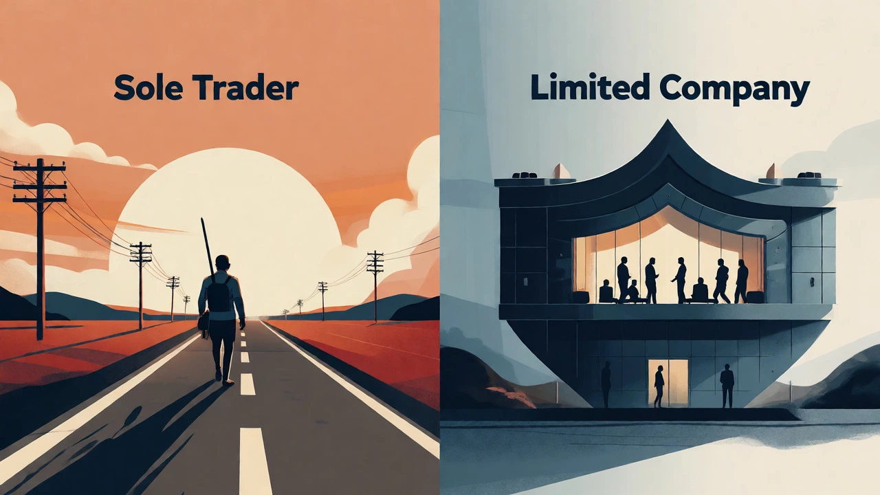 Visual comparison of sole trader and limited company concepts
