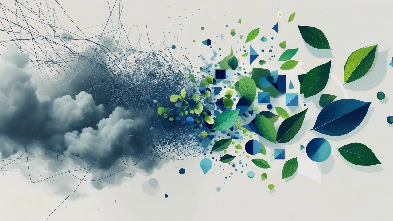 Abstract art showing the transition from clutter to organized calm.